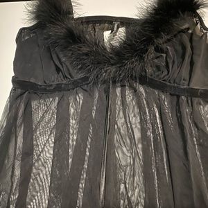 Mesh Flyaway Babydoll With Marabou - Torrid